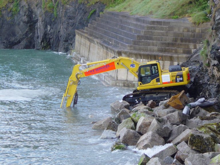Mevagissey rock armour for coastal protection