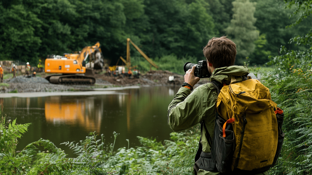 Infographic highlighting the role of adventure bloggers in global eco-lake projects, increasing biodiversity, and raising $2M.