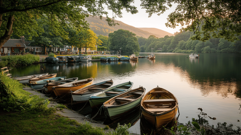 Infographic visualising lakes and their economic benefits, including tourism, real estate, and boating impacts.
