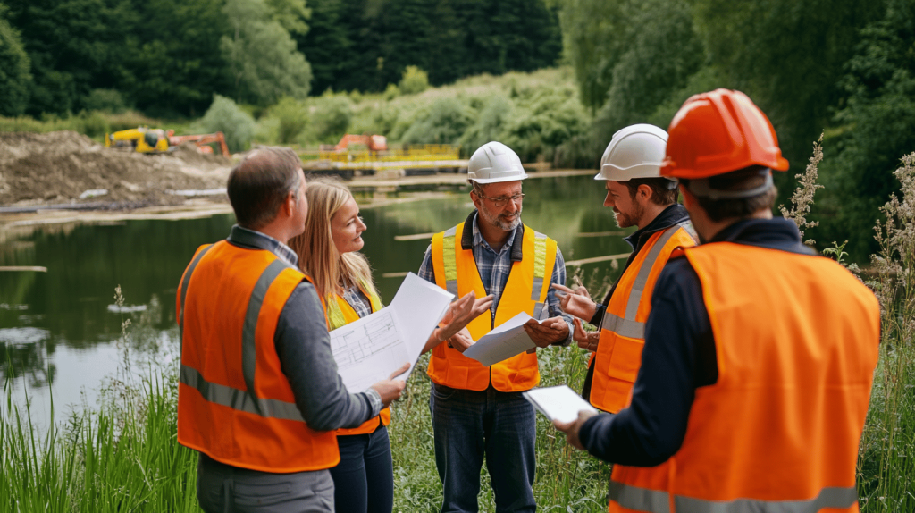 Infographic displaying five essential statistics about lake construction professionals, highlighting growth rates and contributions.