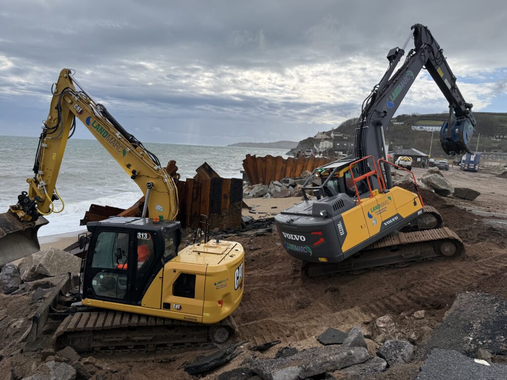 Landmarc excavators on beach
