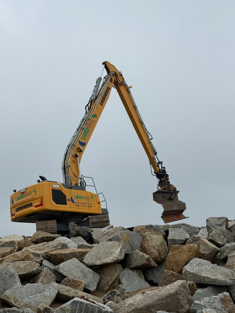 Liebherr excavator at Slapton Sands