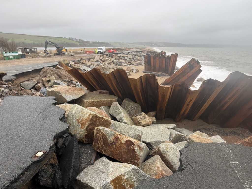 Piles and road destroyed at Torcross